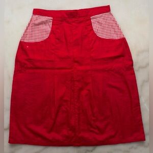 Vintage 90s High Waisted A-Line Skirt with Gingham Pockets